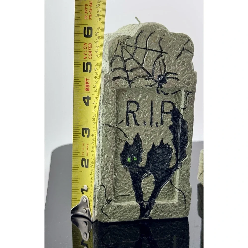 Target Halloween Tombstone Pillar Candles Set of 2 RIP Black Cat Haunted House